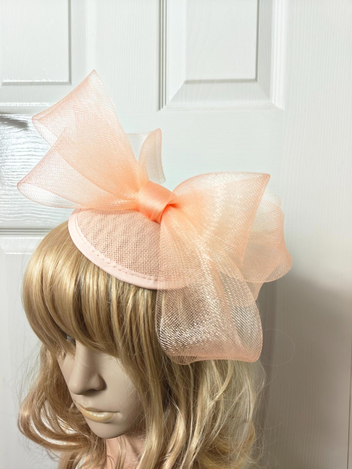 peach coral nude fascinator millinery burlesque headband wedding hat ascot race