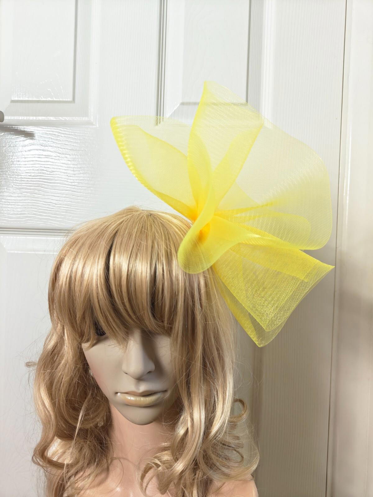 yellow fascinator millinery burlesque headband wedding hat ascot race