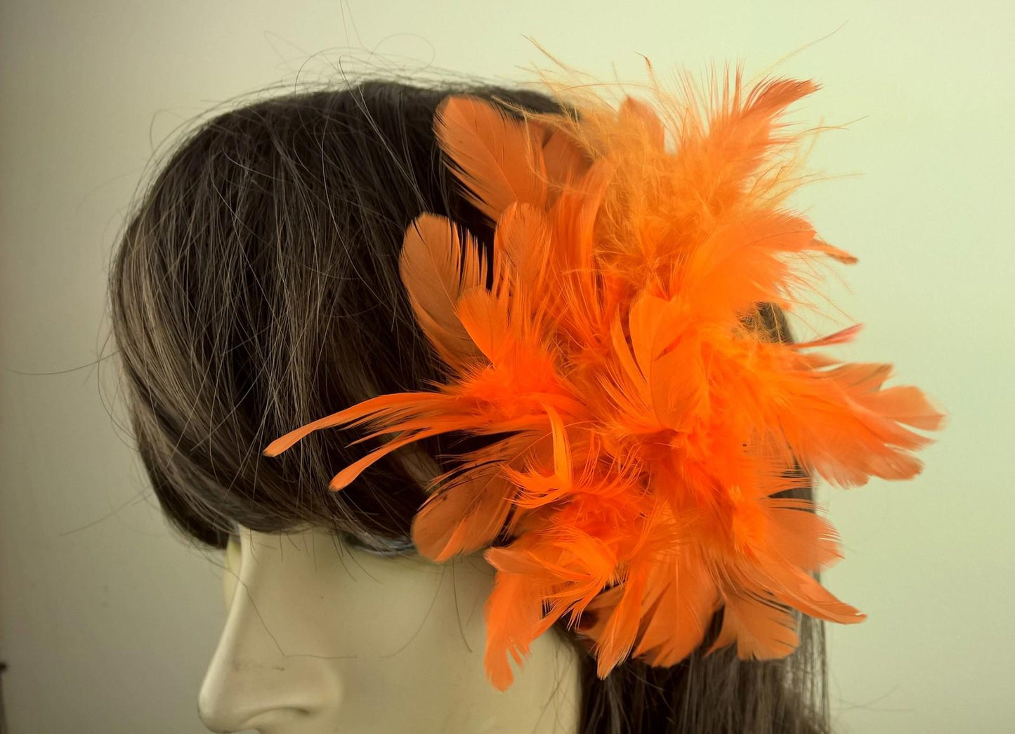 orange feather flower fascinator millinery hair clip wedding piece ascot race