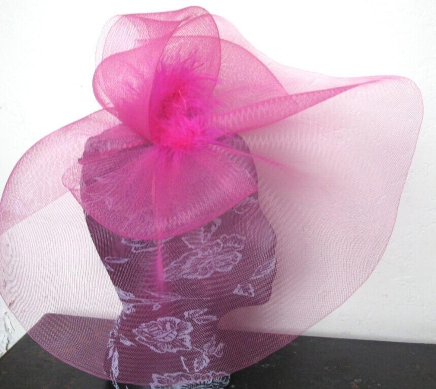 hot pink headband crinoline fascinator millinery hat wedding ascot