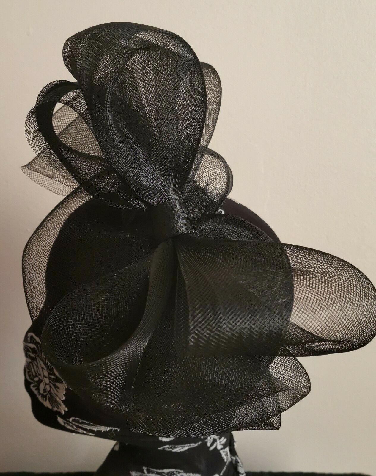 black fascinator millinery burlesque wedding hat hair piece ascot race bridal