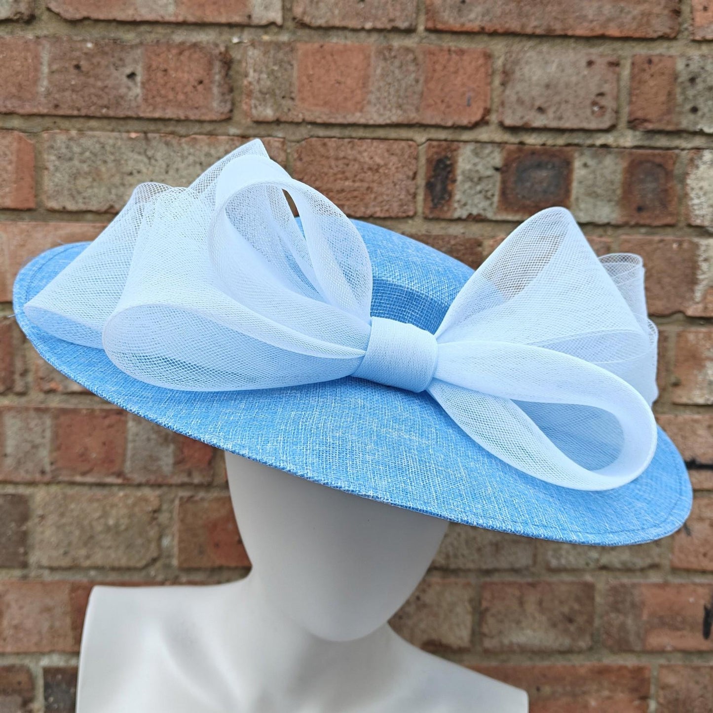 baby blue large fascinator wedding hat handmade hatinator Ascot bow