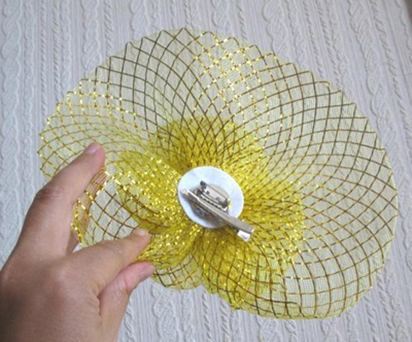 gold flower fascinator millinery brooch clip wedding hat bridal ascot race