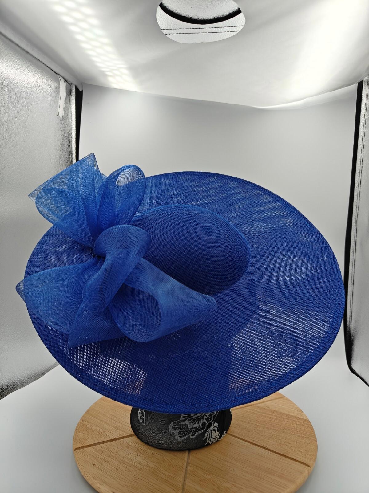 royal blue large fascinator headband wedding hat Kentucky Derby Royal Ascot bow