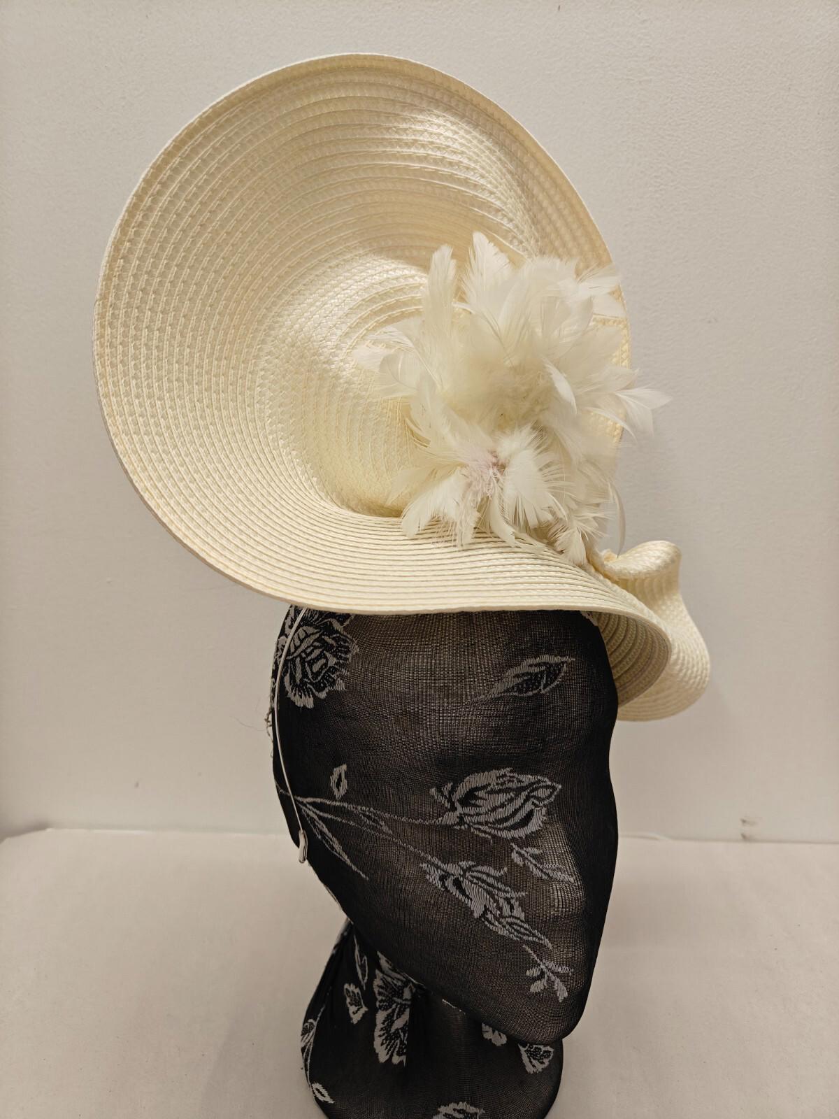 ivory flower large straw fascinator millinery burlesque headband wedding hat