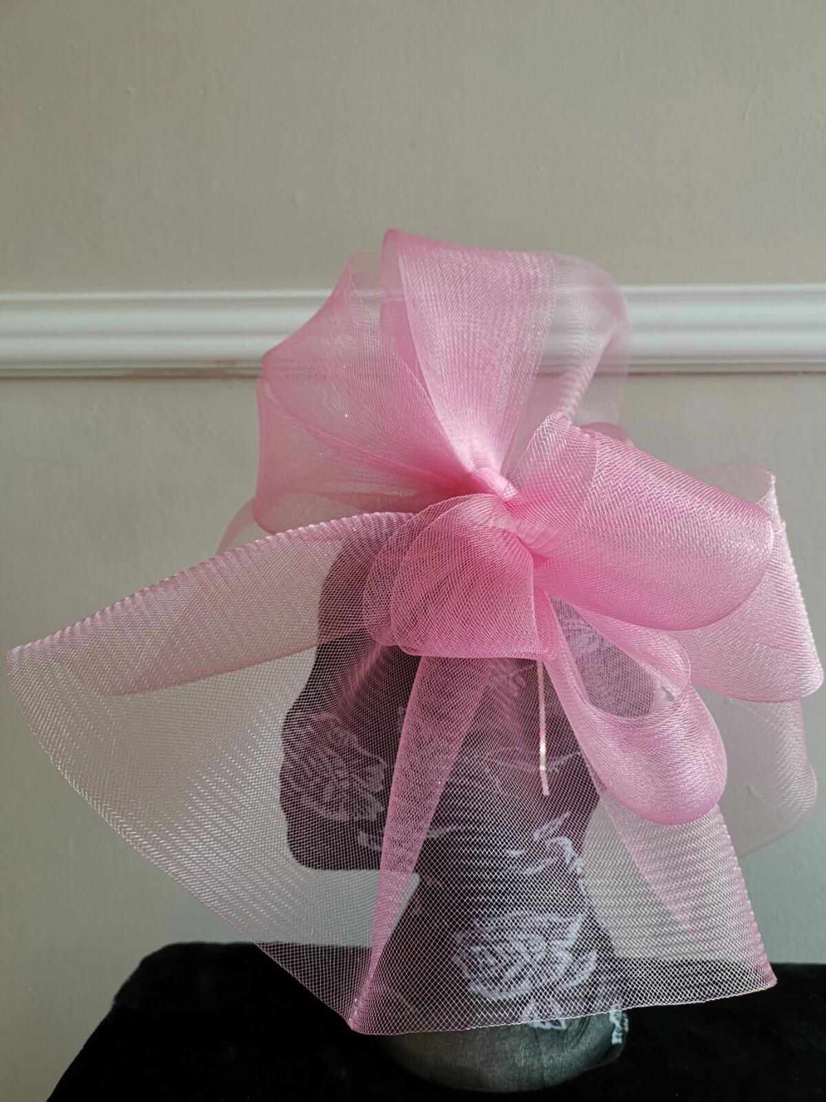 light baby pink fascinator millinery burlesque headband wedding hat hair piece