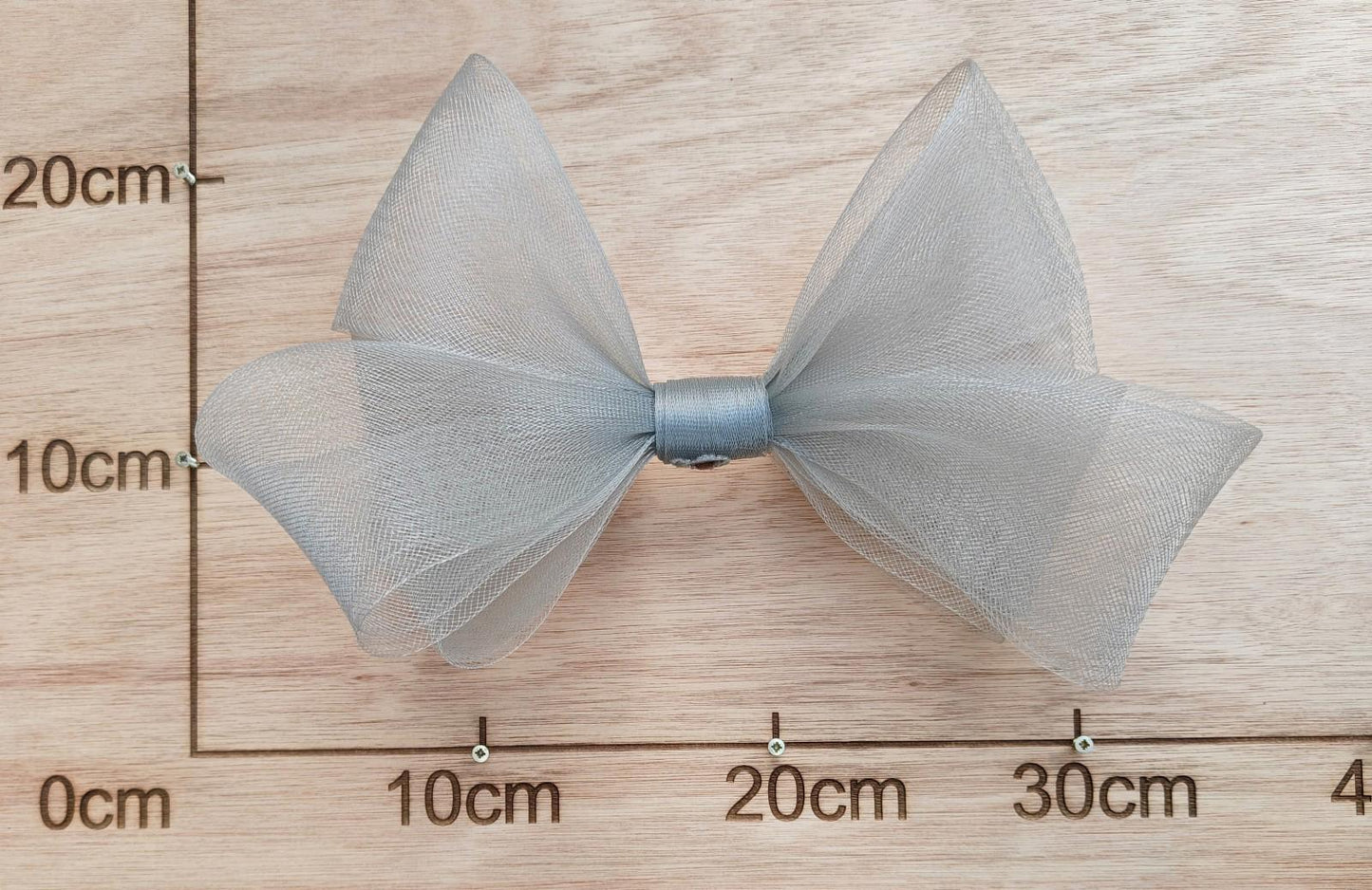 light grey large crinoline bow art craft DIY handmade fascinator hair clip