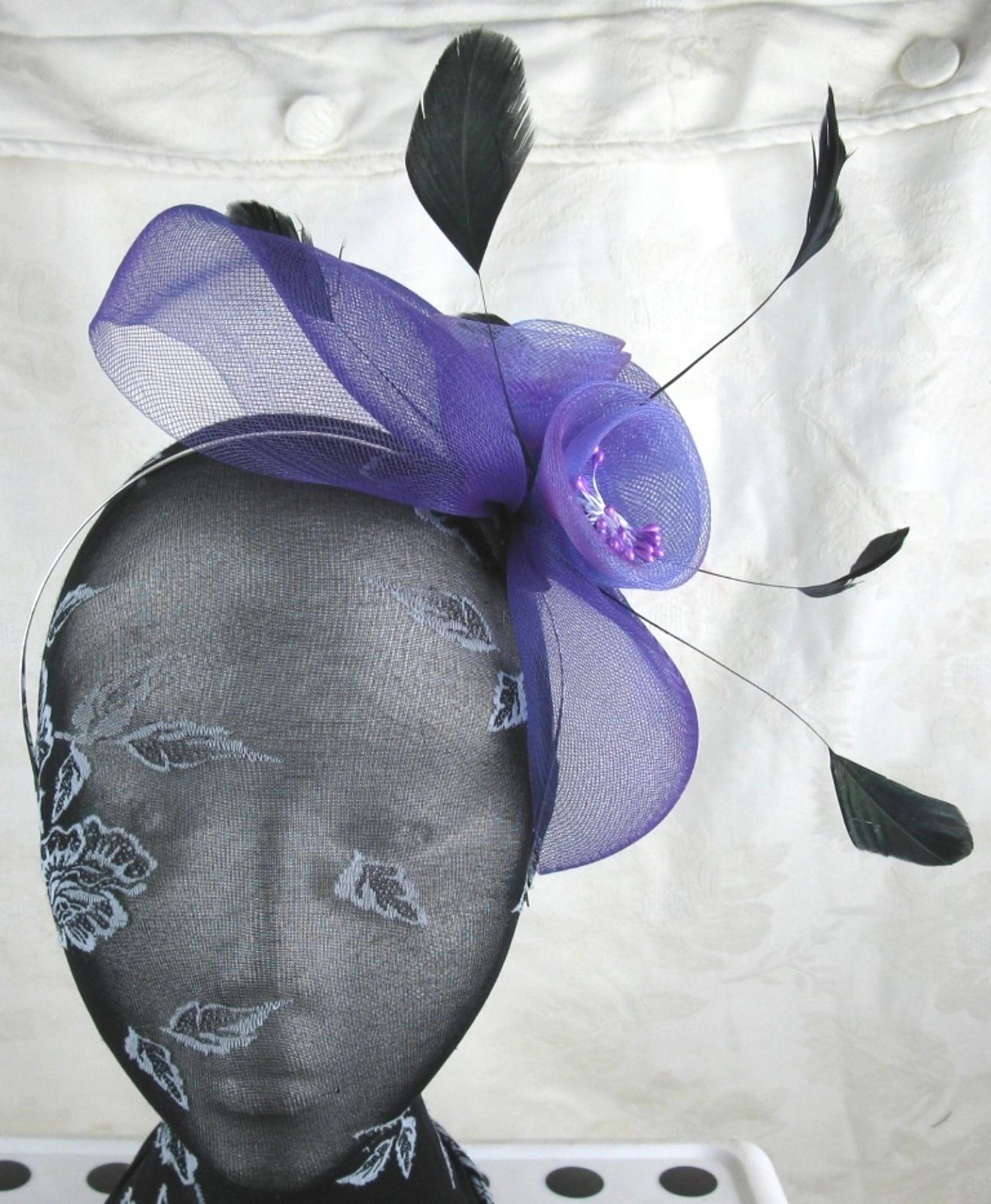 purple feather headband fascinator millinery wedding ascot hat hair piece x