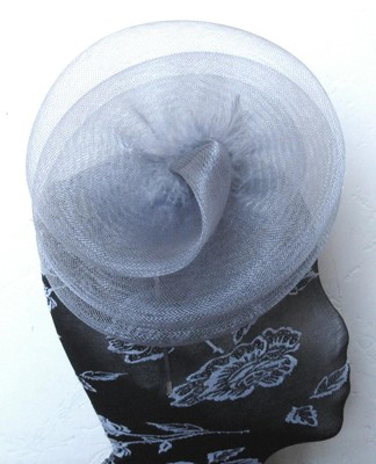 grey feather fascinator millinery burlesque headband wedding hat hair piece x