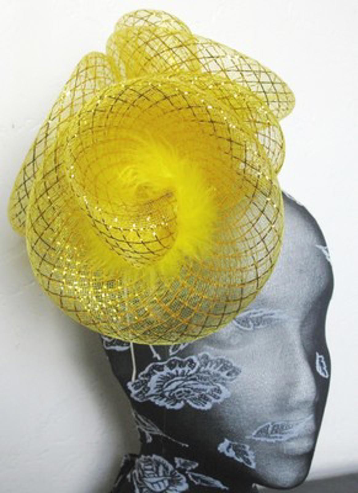 gold feather fascinator millinery burlesque headband wedding hat hair piece