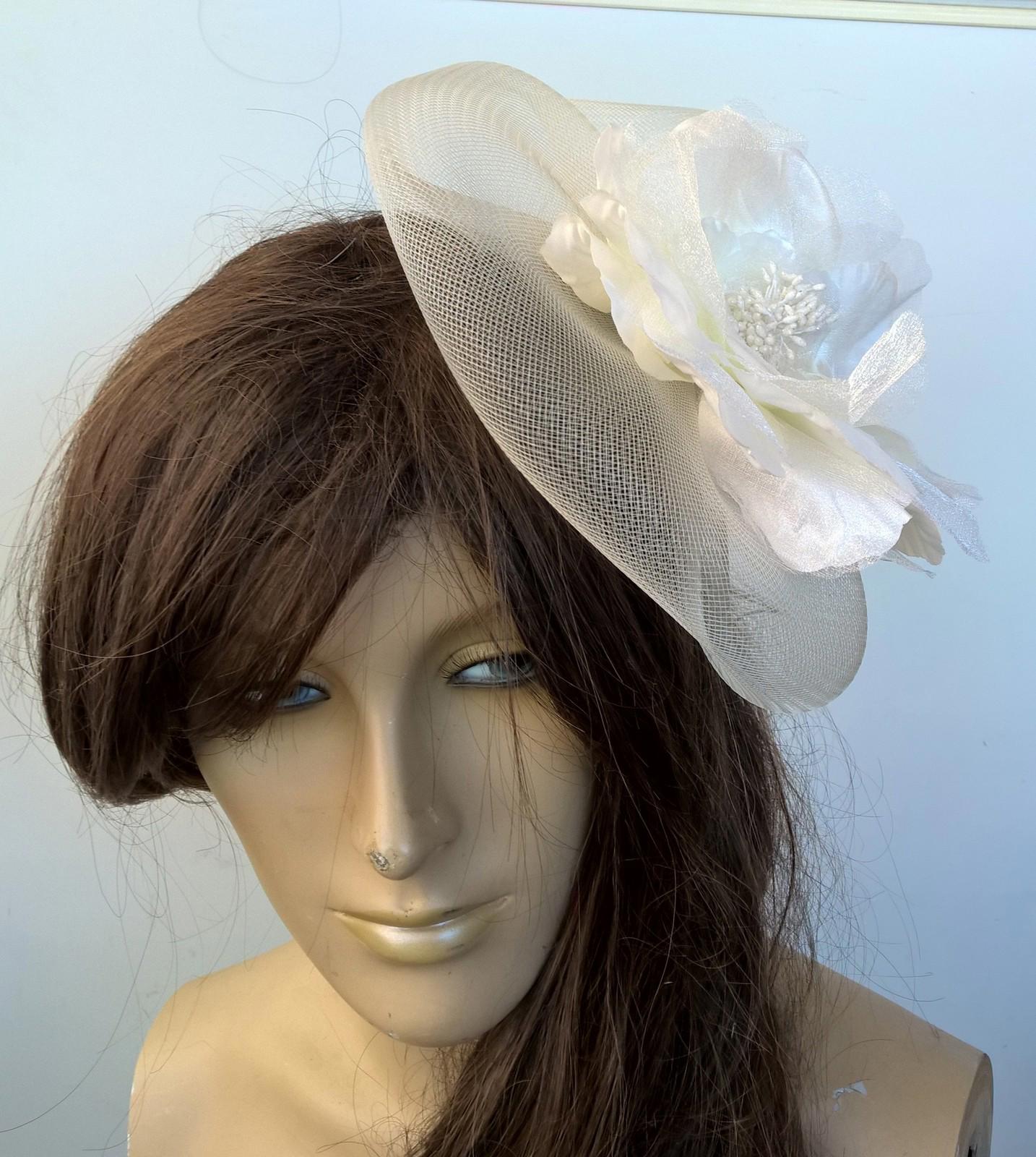 ivory satin flower fascinator millinery burlesque wedding hat bridal race x