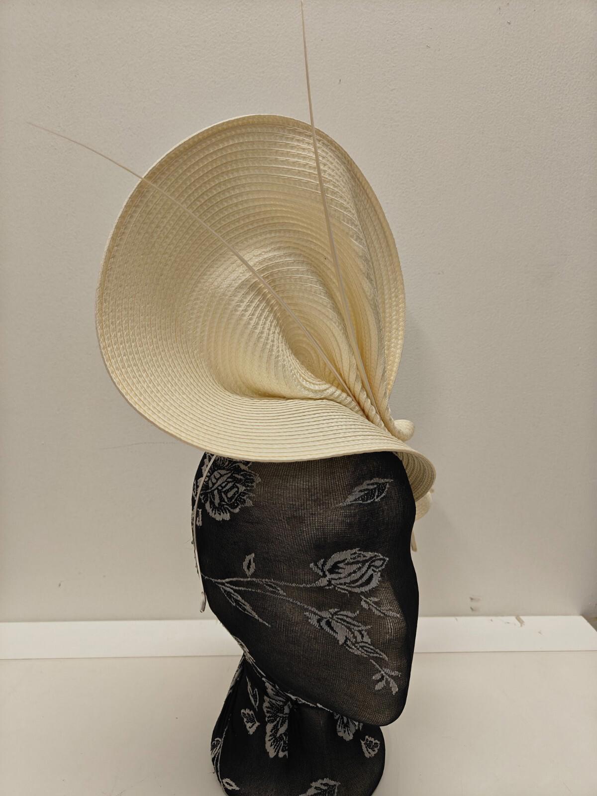 ivory large straw fascinator ostrich quill spine millinery headband wedding hat