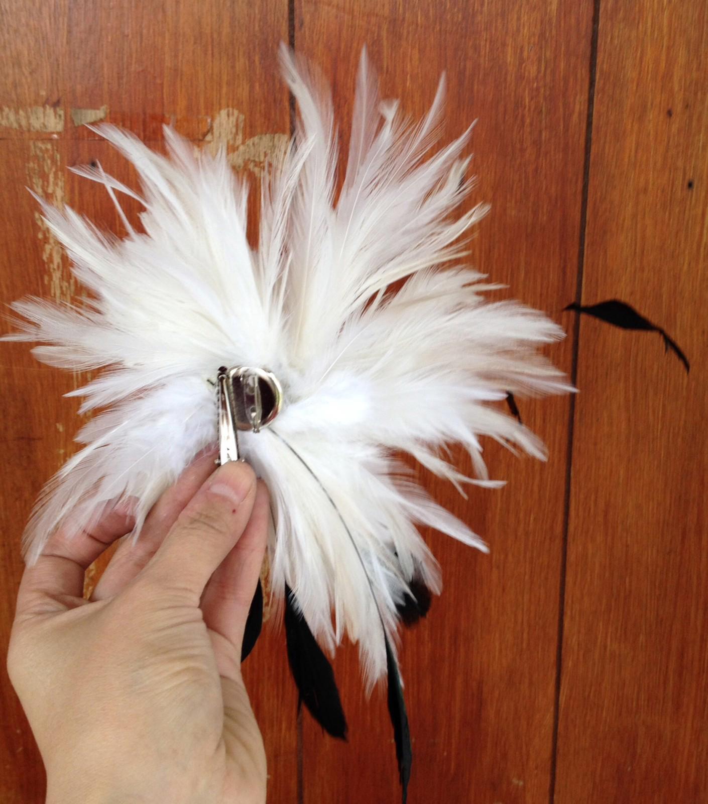 Ivory fascinator millinery feather brooch clip wedding ascot hat hair piece