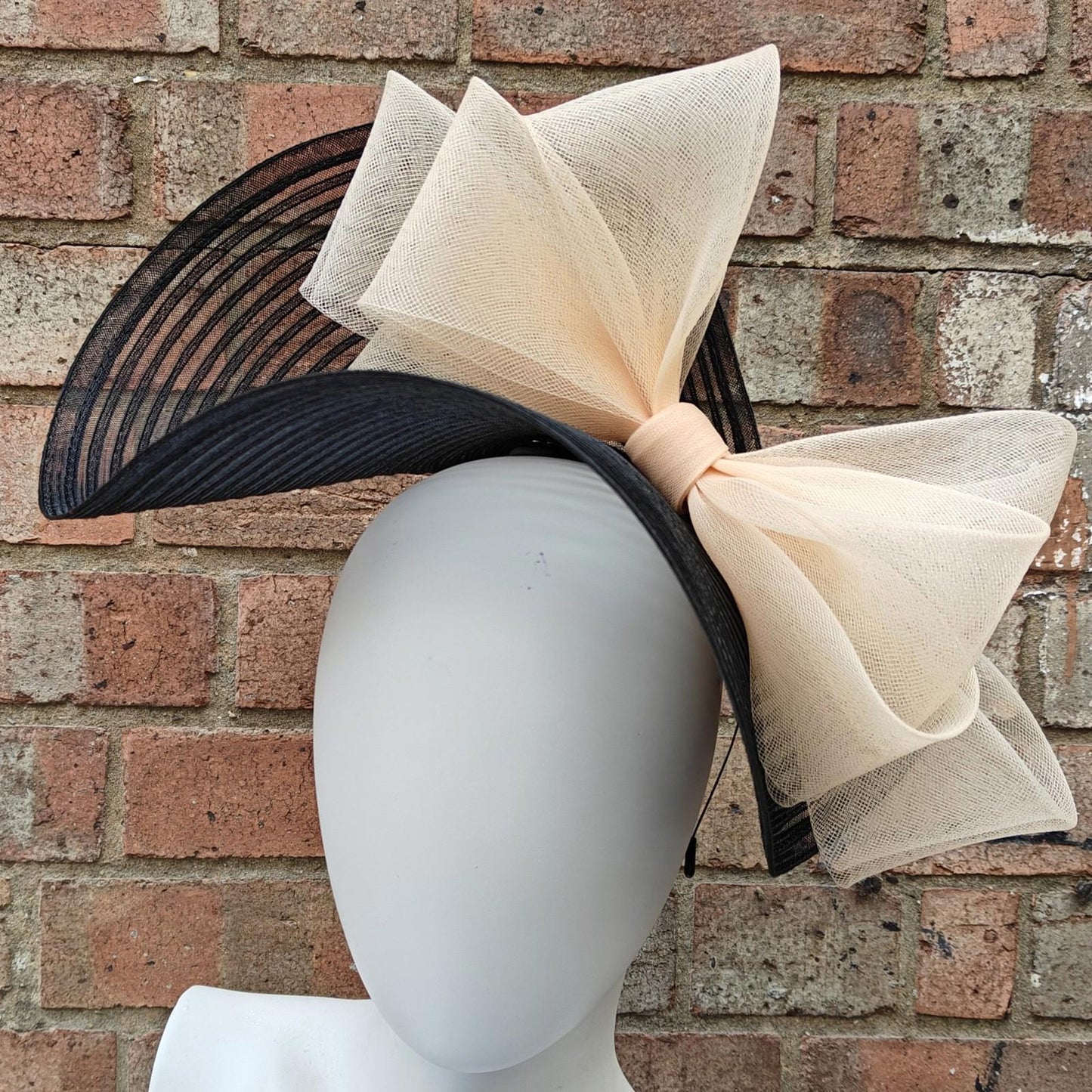 black nude bow crinoline fascinator millinery headband wedding hat party cosplay