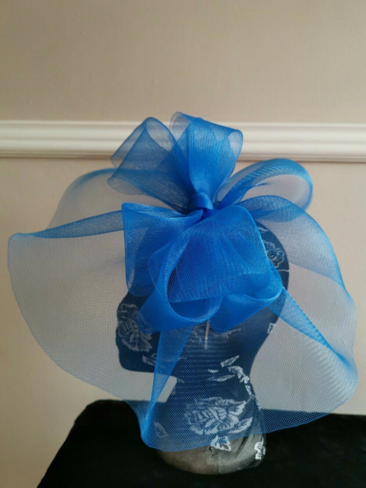 blue fascinator millinery burlesque wedding hat ascot race bridal British
