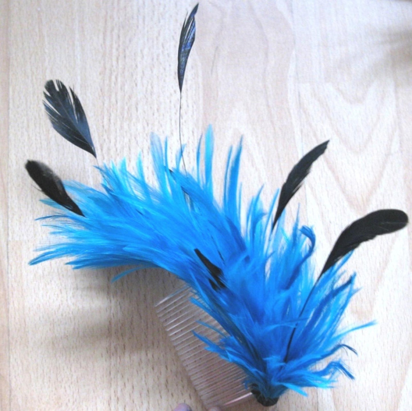 turquoise feather comb fascinator millinery wedding hat