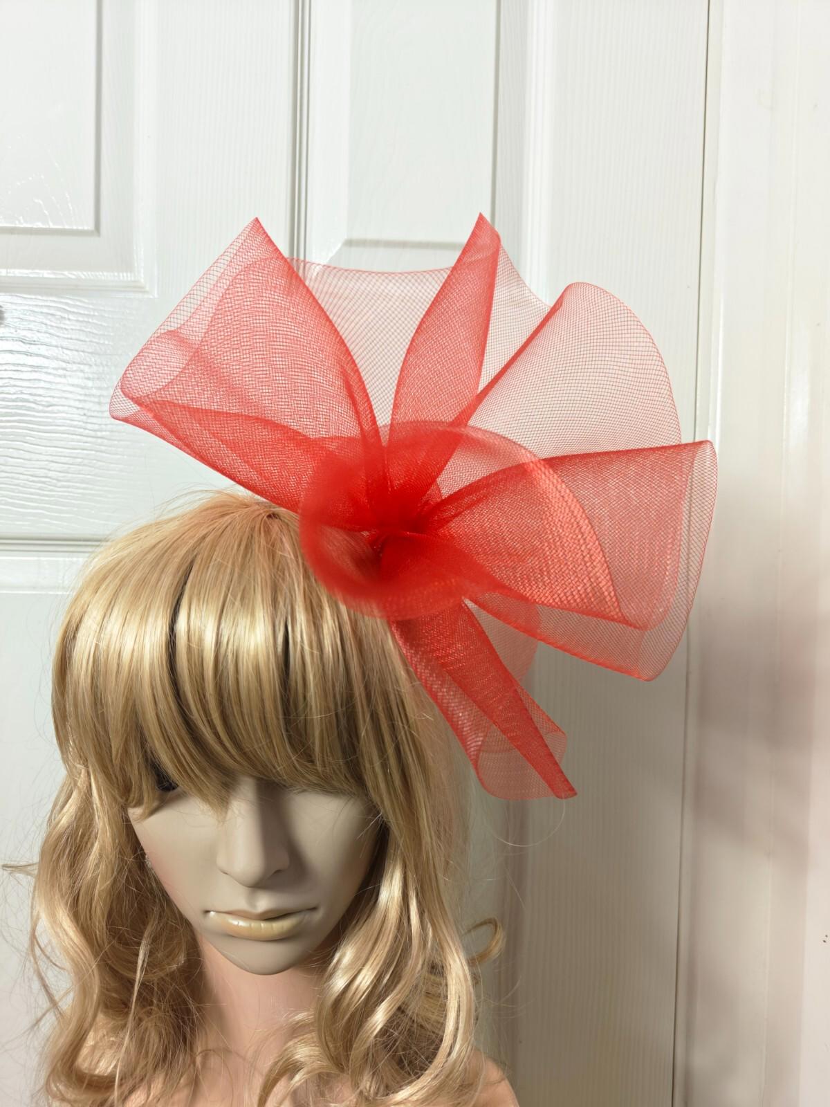 red fascinator millinery burlesque headband wedding hat ascot race