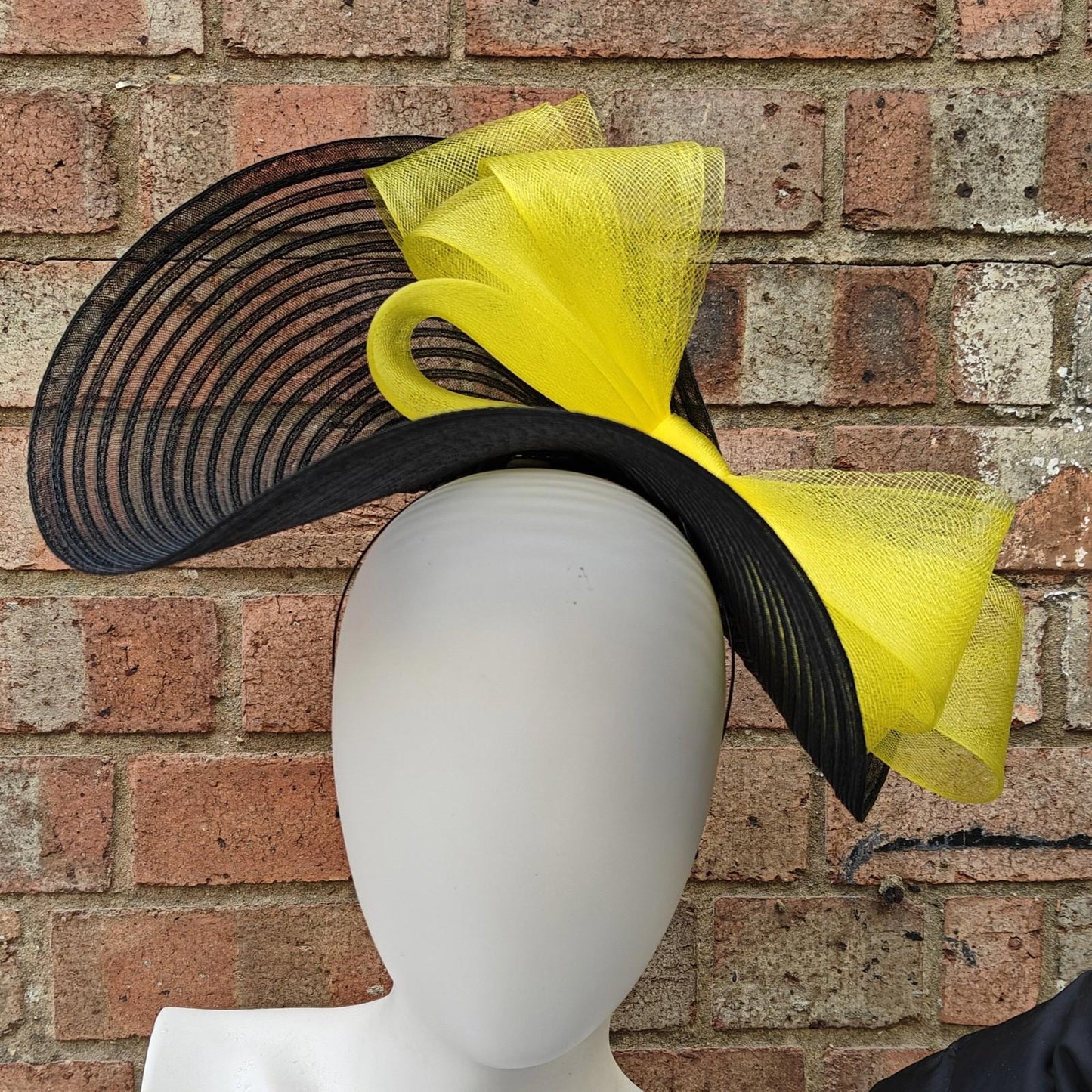 black yellow bow crinoline fascinator millinery headband wedding hat party cosplay