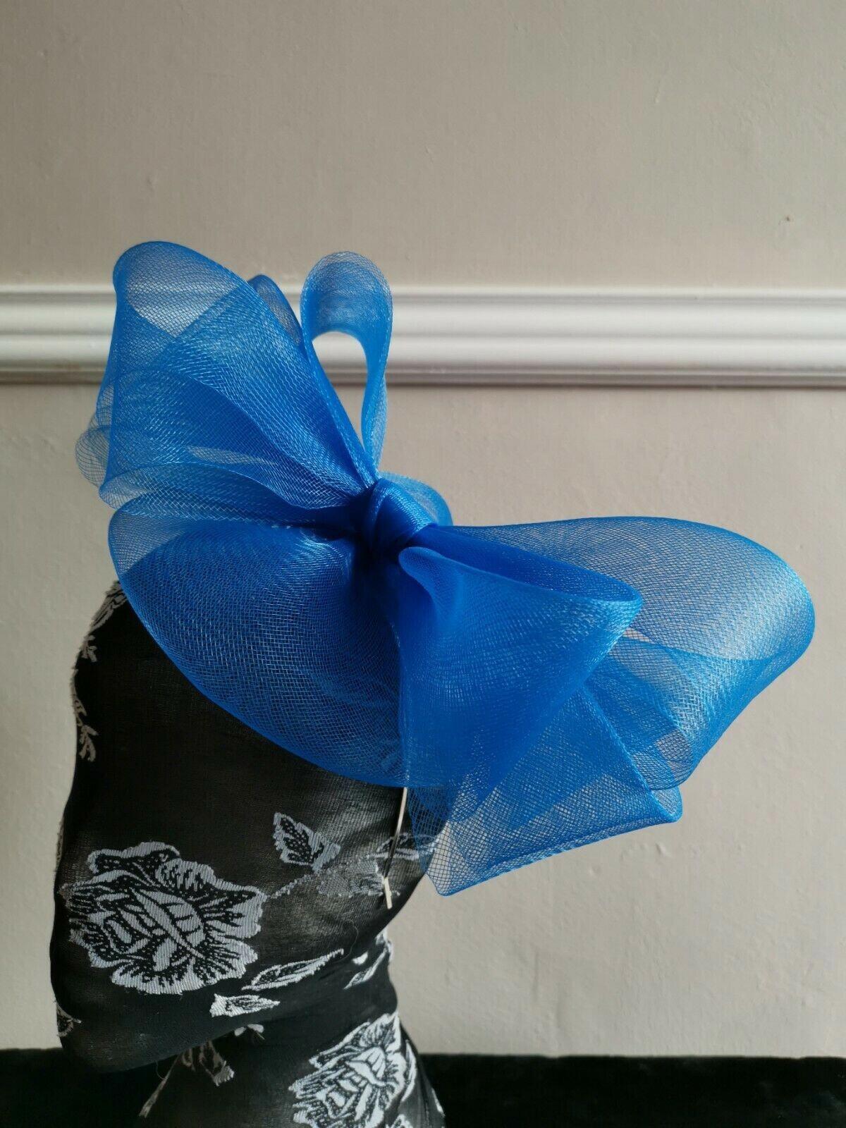 blue fascinator millinery burlesque wedding hat ascot race bridal British