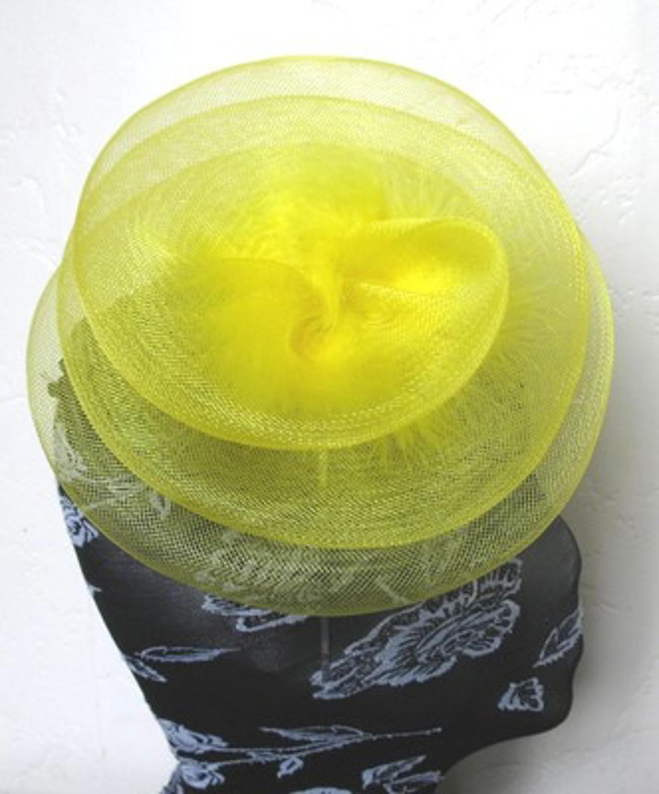 yellow feather fascinator millinery burlesque headband wedding hat hair piece x