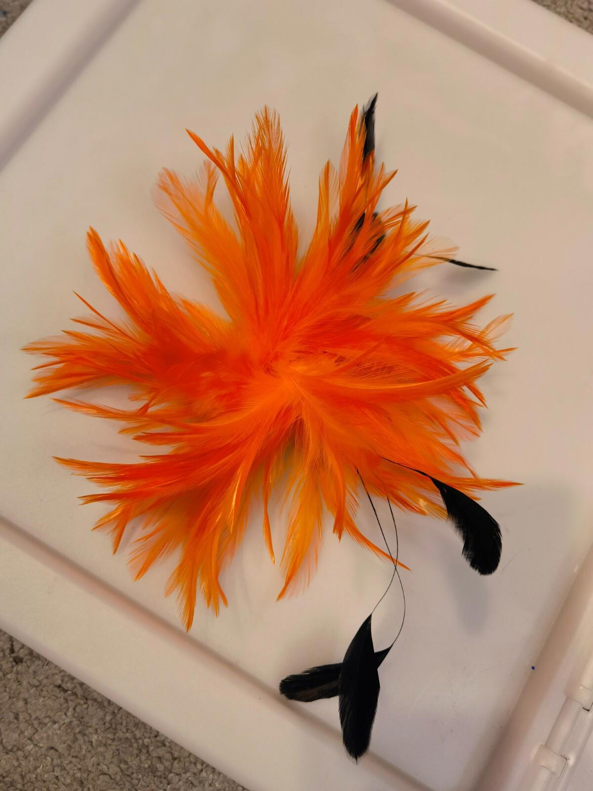 orange fascinator millinery feather brooch hair clip wedding ascot