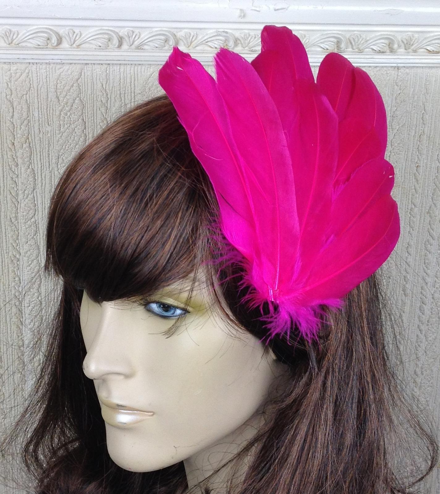 hot pink feather fascinator millinery hair clip wedding piece ascot race dance