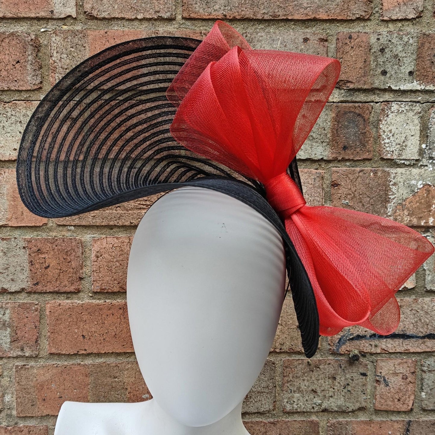black red bow crinoline fascinator millinery headband wedding hat party cosplay