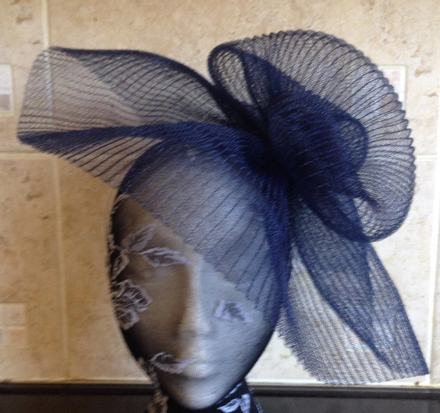 Navy dark blue fascinator millinery burlesque wedding hat hair ascot race bridal