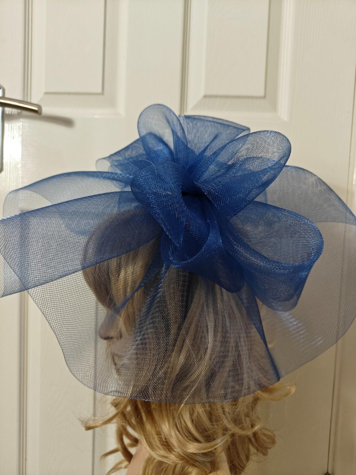 blue fascinator millinery burlesque headband wedding hat ascot race