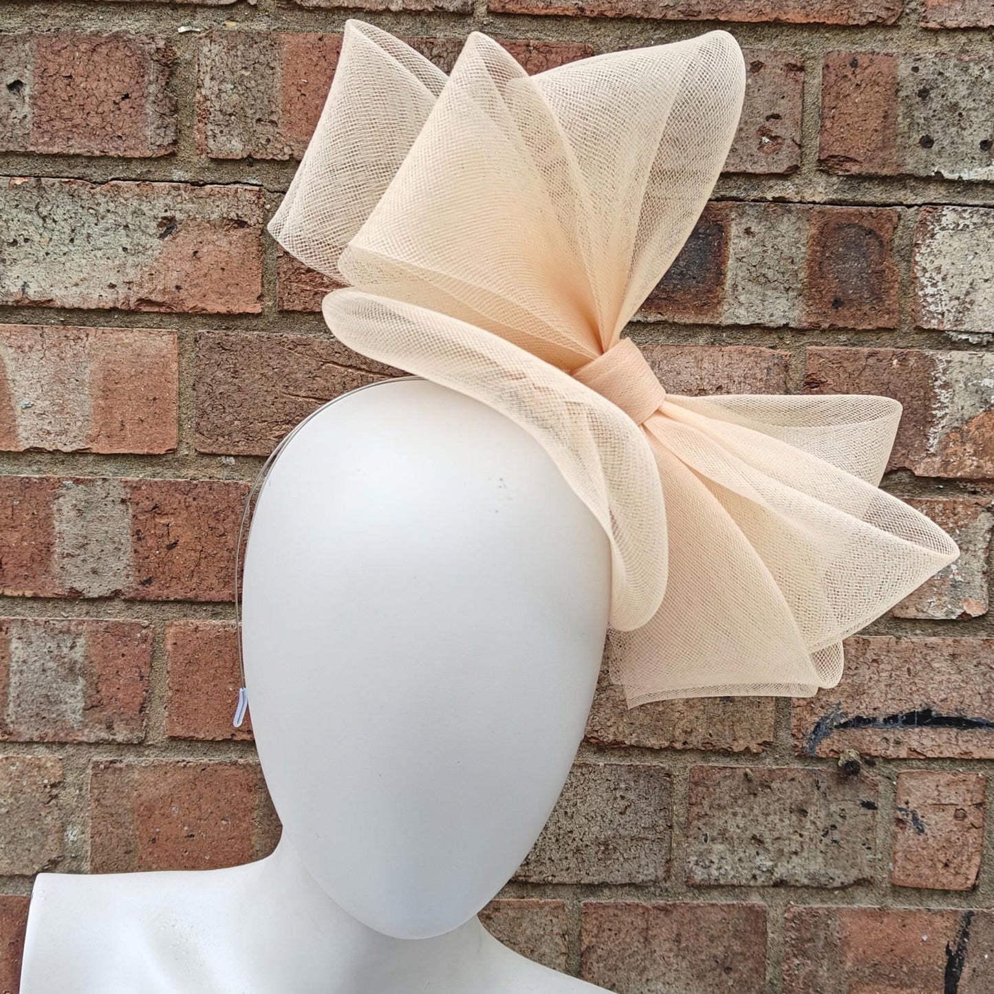 nude peach handmade fascinator millinery headband wedding hat race party