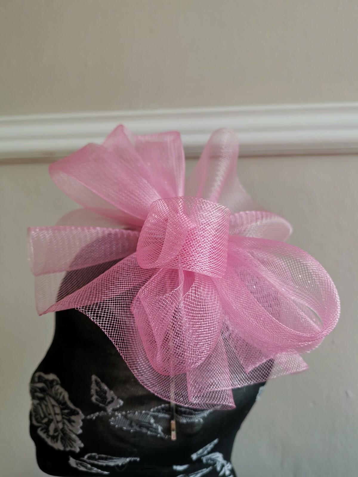 light baby pink fascinator millinery burlesque headband wedding hat hair piece