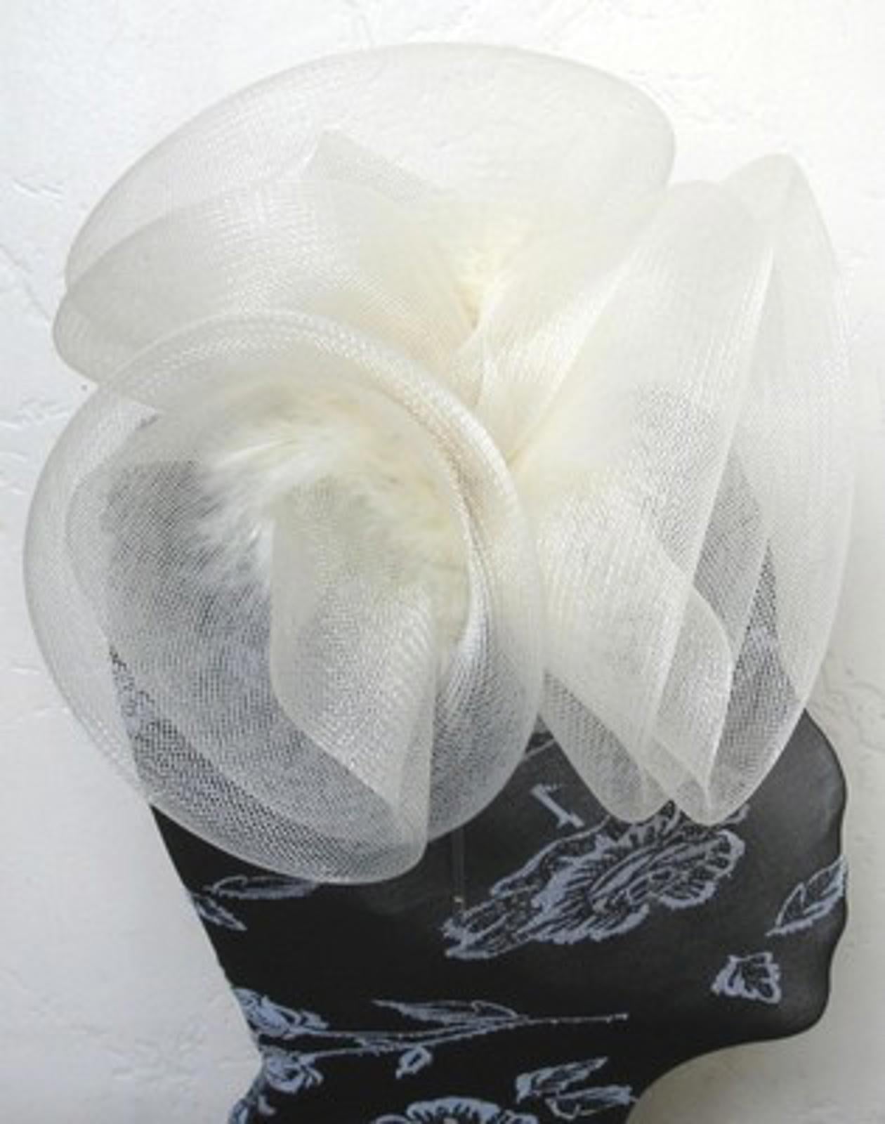 ivory feather fascinator millinery burlesque headband wedding hat hair piece