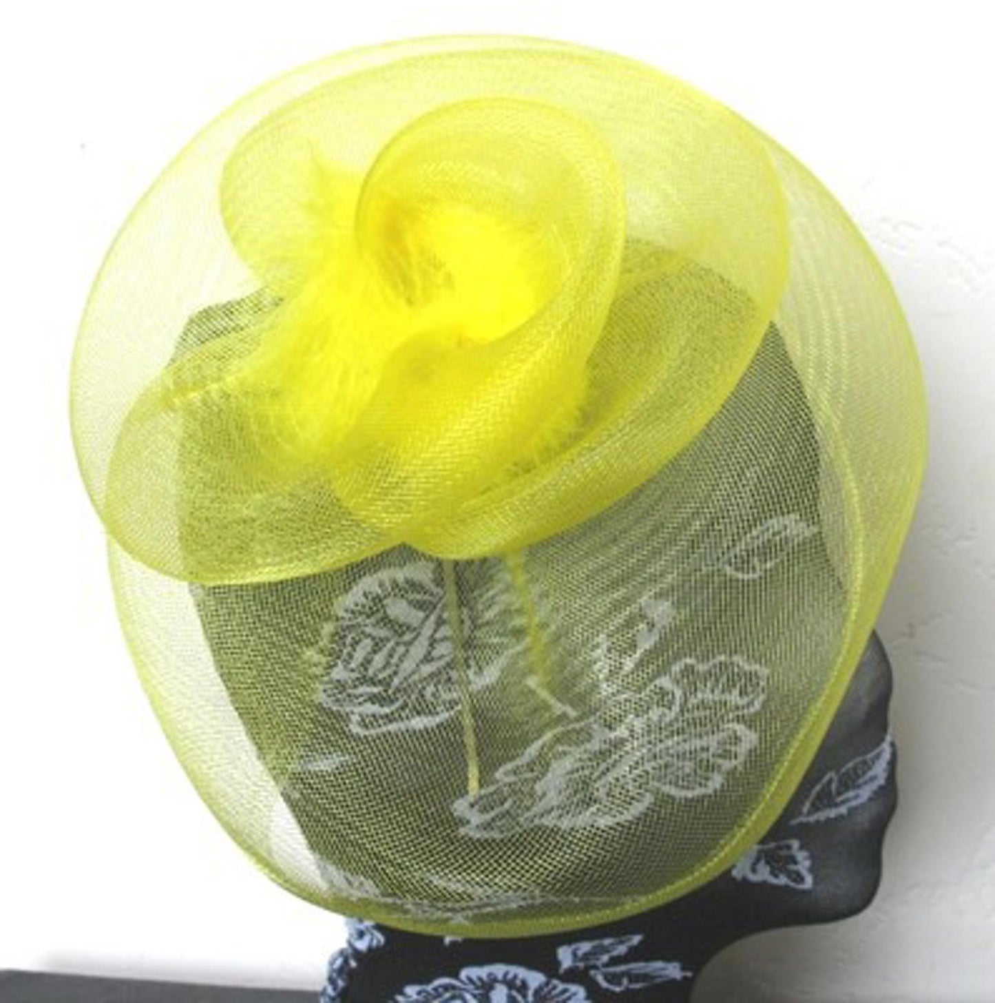 yellow feather fascinator millinery burlesque headband wedding hat hair piece