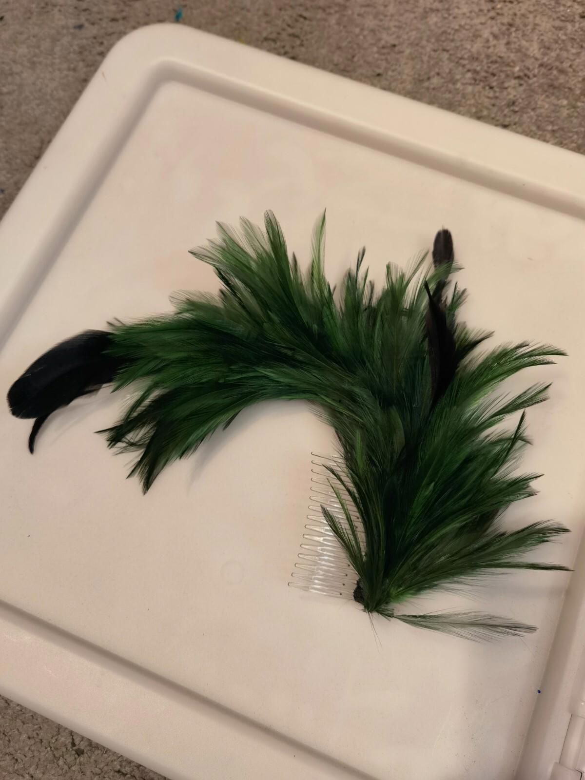 green feather comb fascinator millinery wedding hat