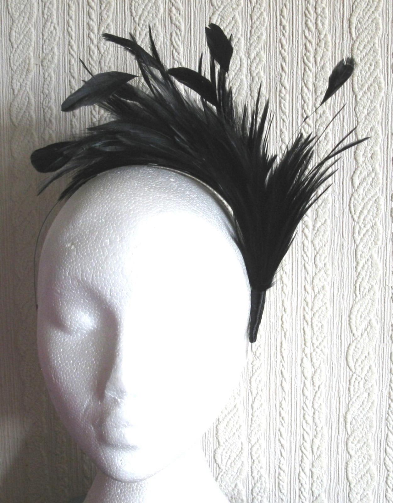BLACK feather headband fascinator millinery wedding x