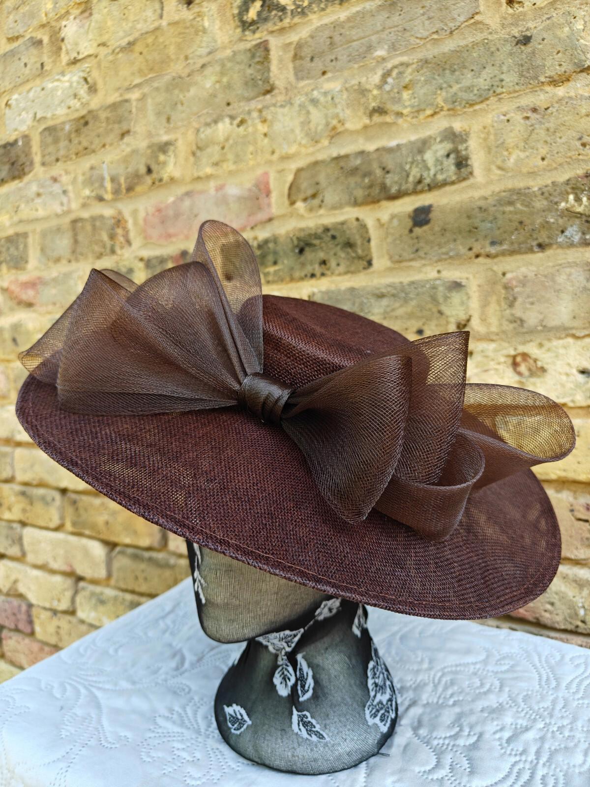 brown large fascinator wedding hat Kentucky Derby Royal Ascot bow