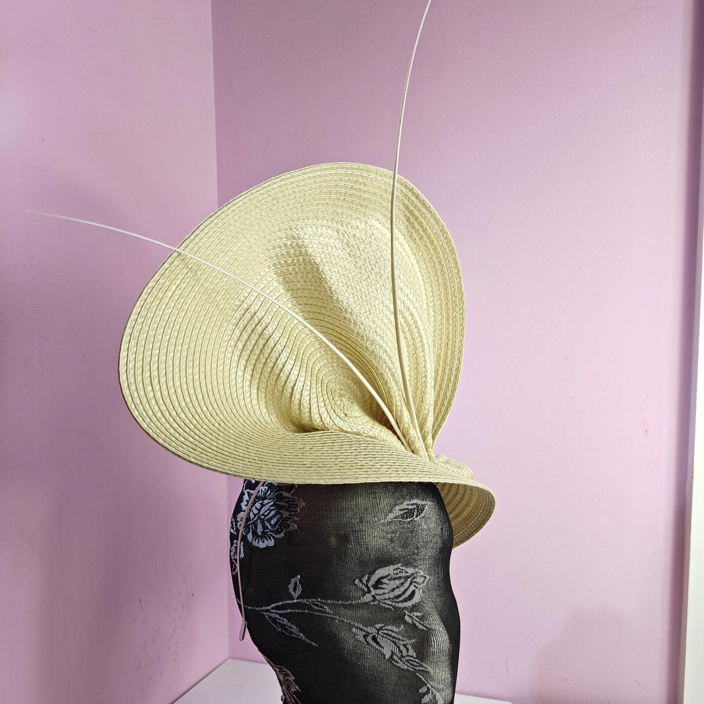 cream large straw quill spine fascinator wedding hat Kentucky Derby Royal Ascot