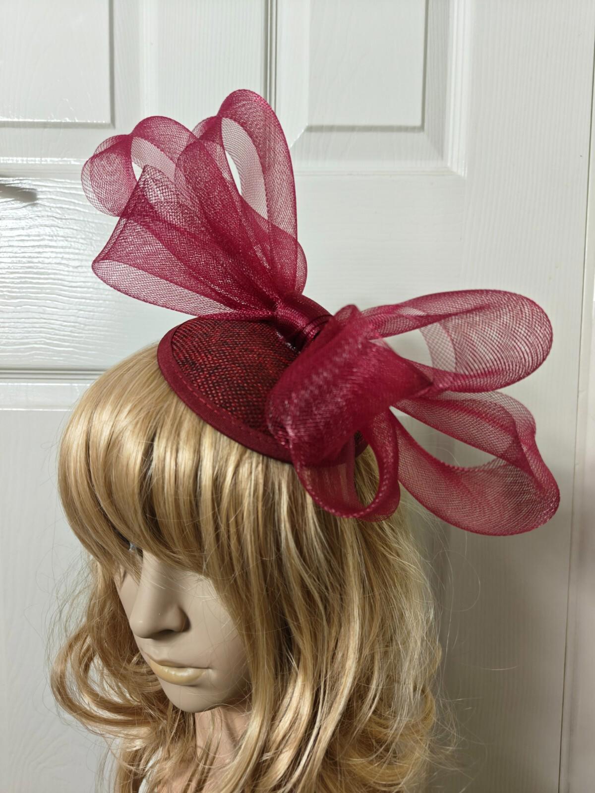 dark wine red fascinator millinery burlesque headband wedding hat ascot race