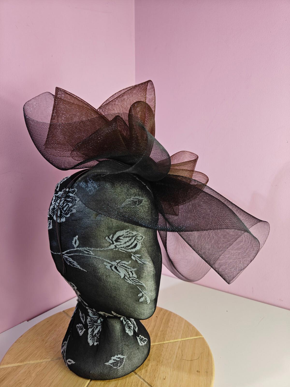 black brown fascinator millinery headband derby wedding hat ascot race