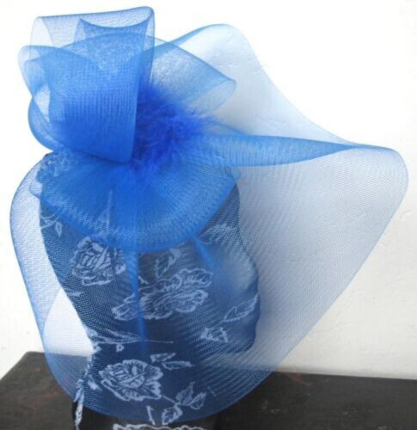 blue fascinator millinery burlesque wedding hat ascot race bridal British