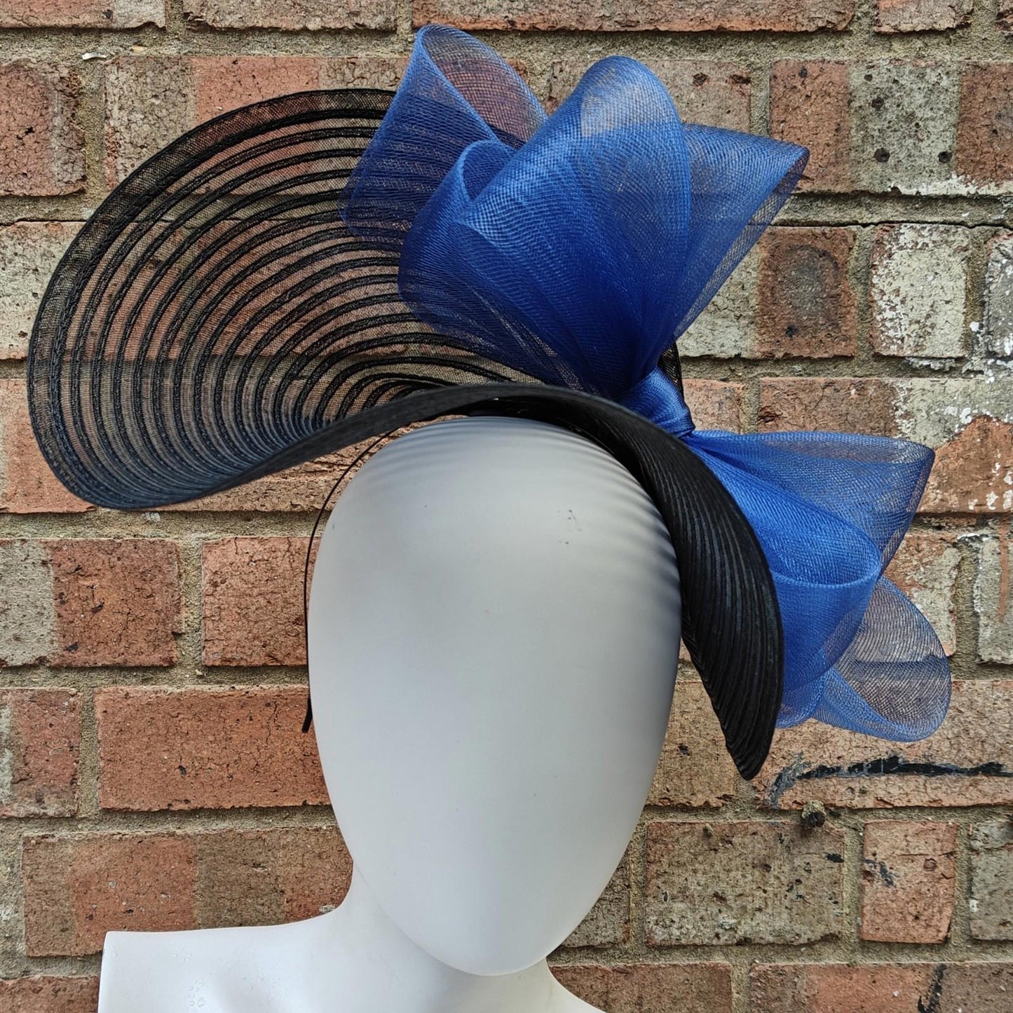 black blue bow crinoline fascinator millinery headband wedding hat party cosplay