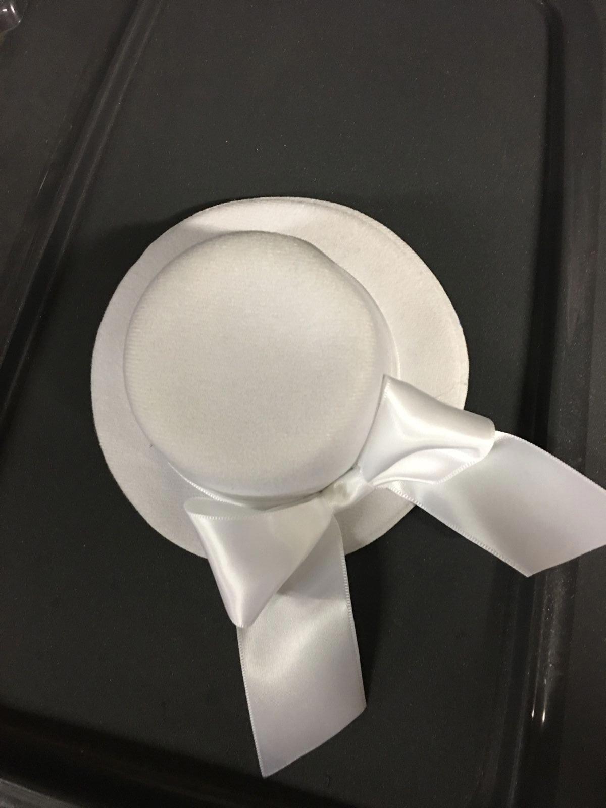 White mini top hat fascinator millinery burlesque wedding hen party fancy dress