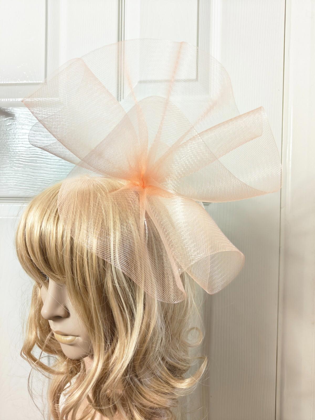 peach coral fascinator millinery burlesque headband wedding hat ascot race
