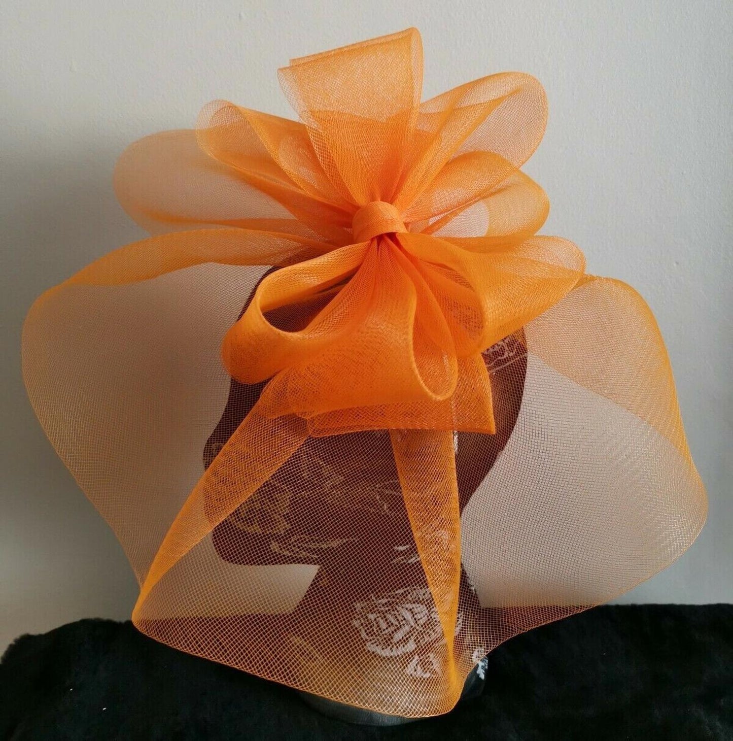 orange fascinator millinery burlesque wedding hat ascot race bridal British