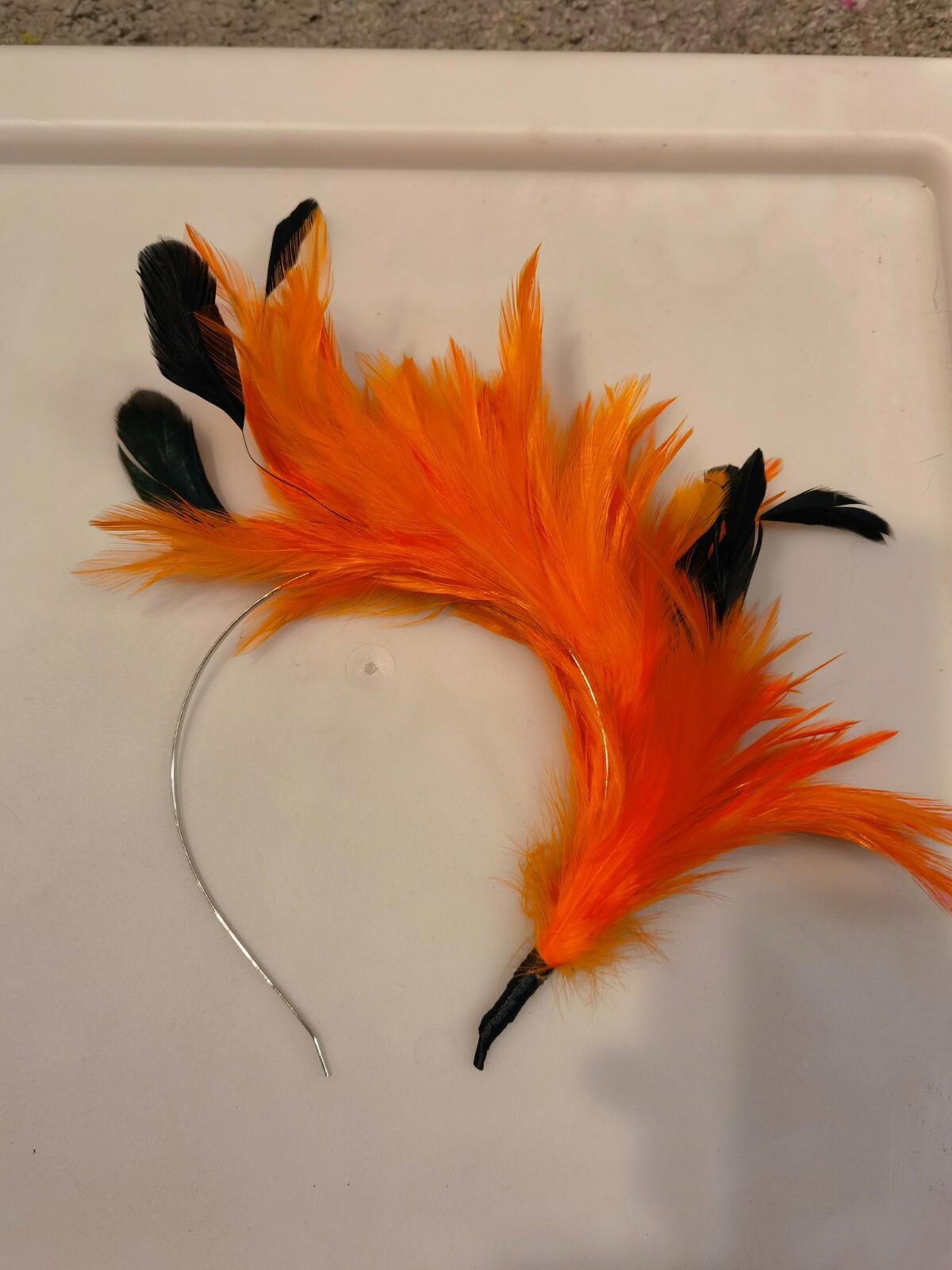 orange feather headband fascinator millinery wedding 1