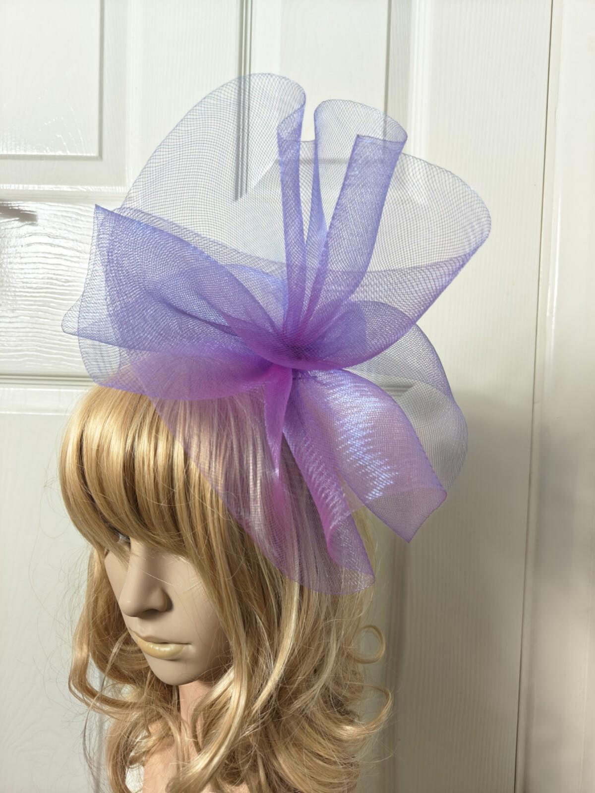 purple fascinator millinery burlesque headband wedding hat ascot race