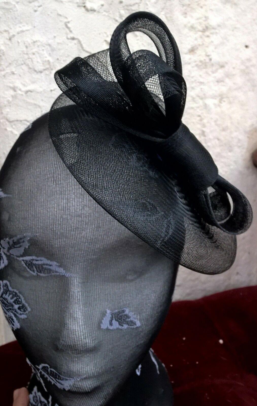 black fascinator millinery burlesque wedding hat hair piece ascot race bridal