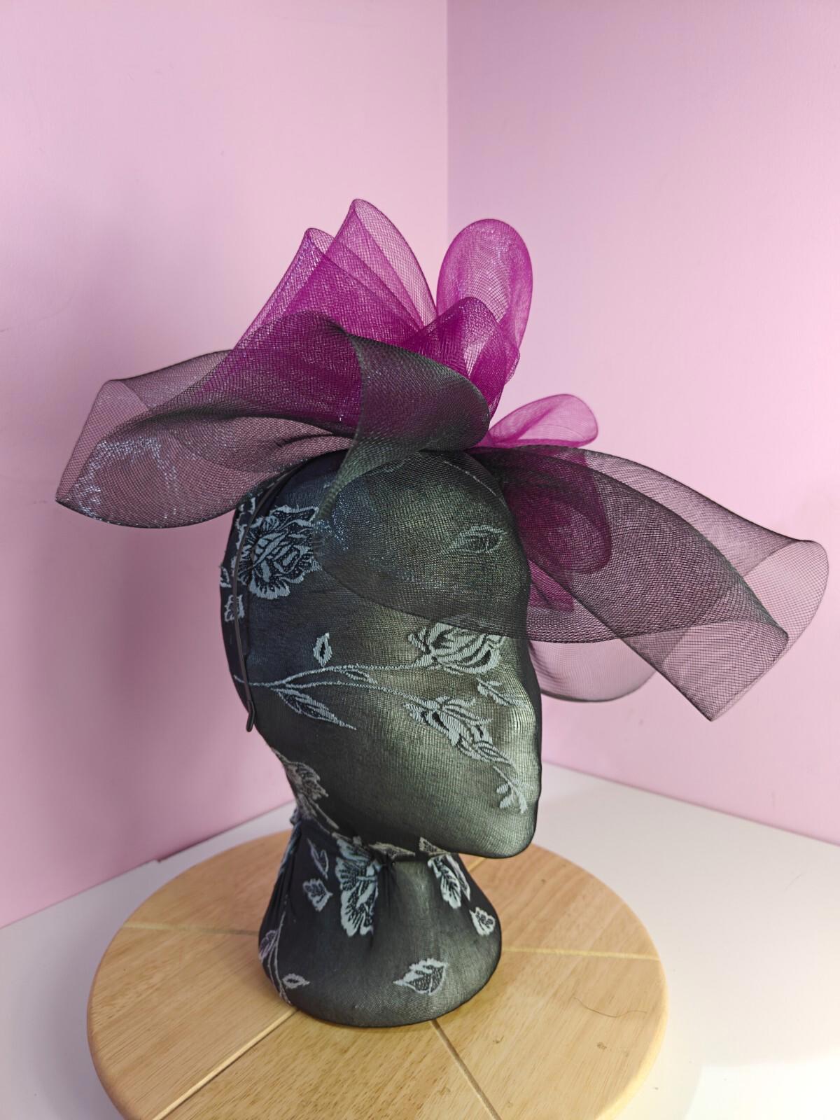black purple pink fascinator millinery headband derby wedding hat ascot race