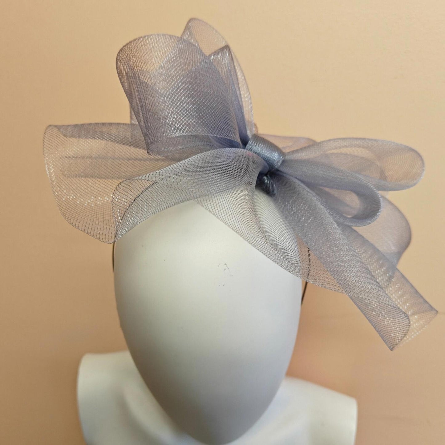 grey fascinator millinery burlesque headband wedding hat ascot race