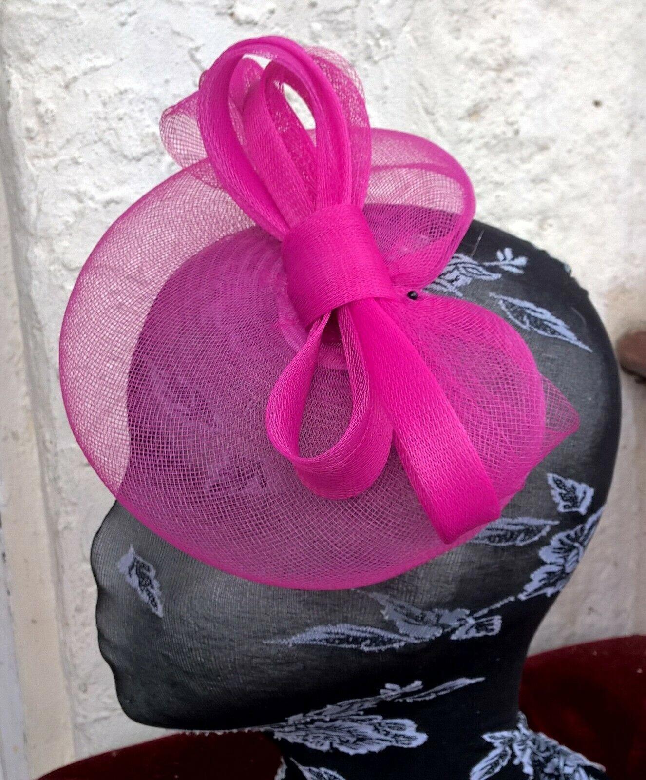 hot pink headband crinoline fascinator millinery hat wedding ascot